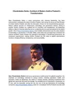 Chandrababu Naidu: the Architect of Modern Andhra Pradesh